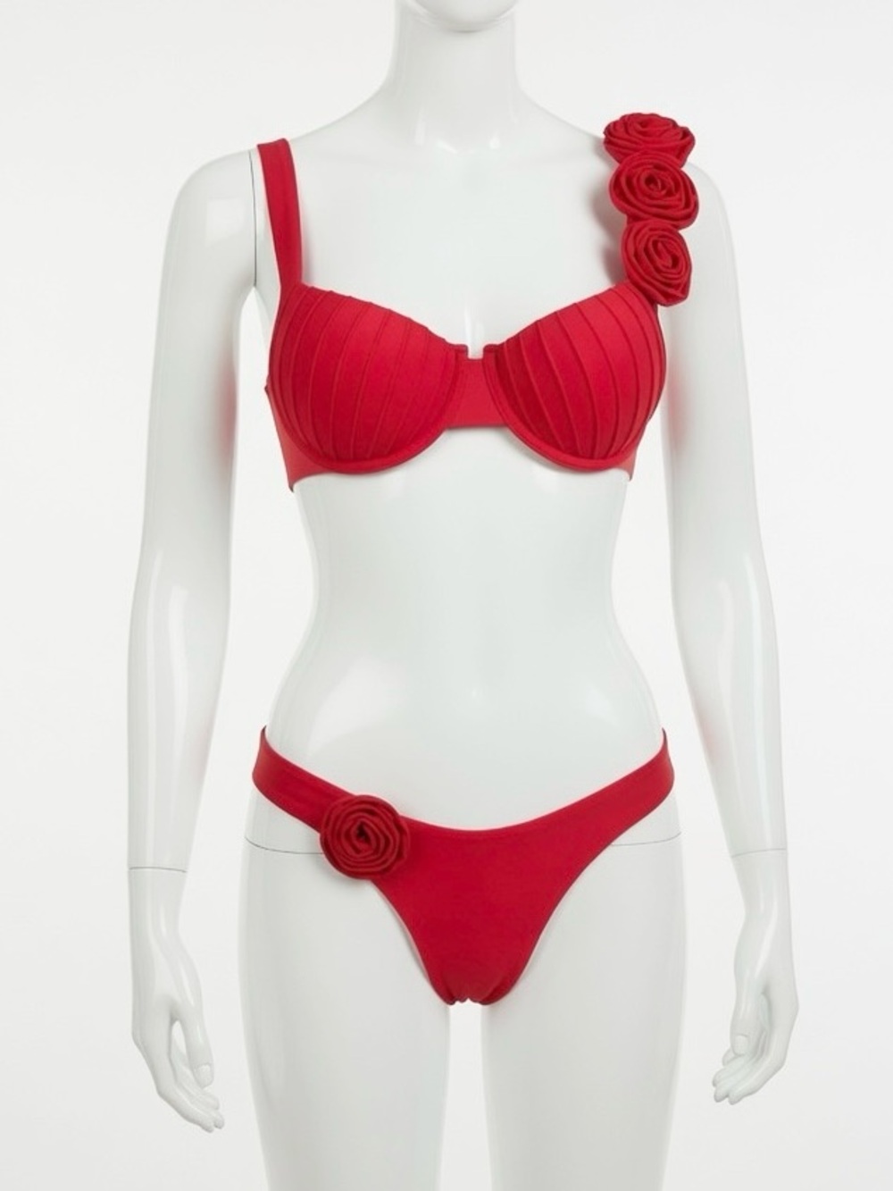 Elegant Red Floral Bikini Set